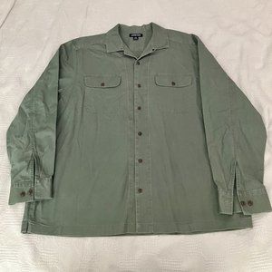 Lands' End Shirt Mens Army Green Shirt Outdoors Work Button Down XL 46-48